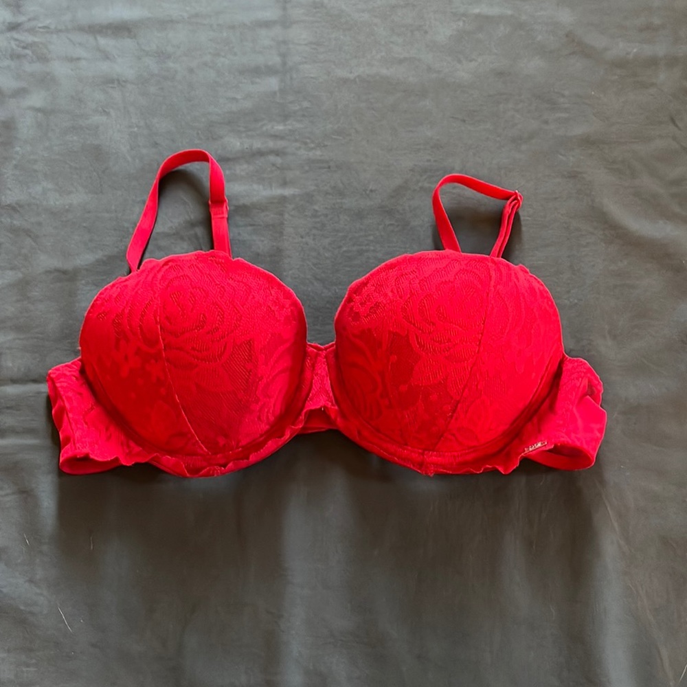 PINK flower lace bra